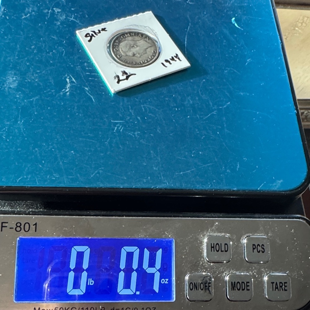 0.4 ounce silver shilling coin 1944